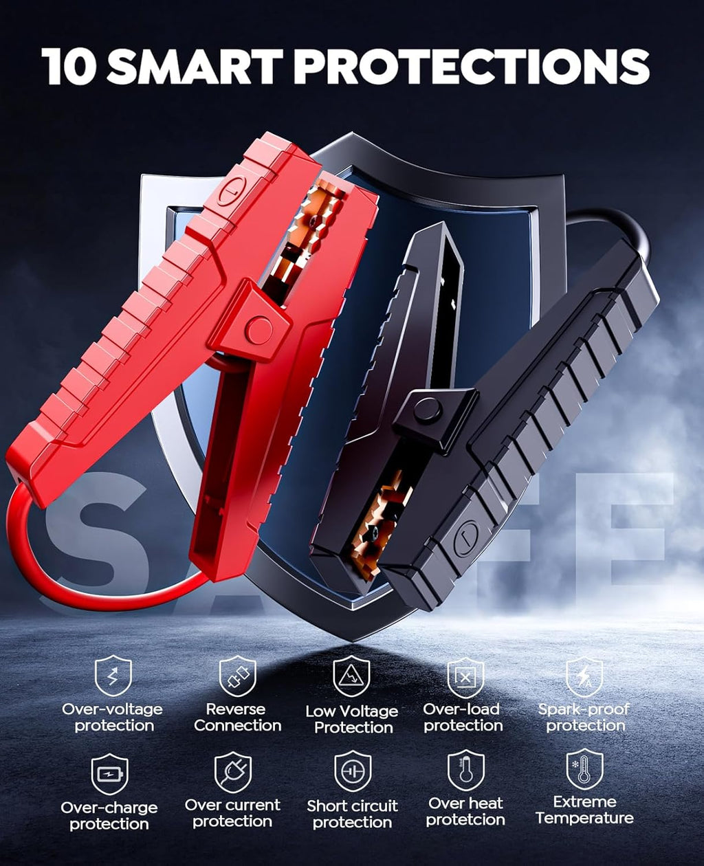Car Battery Jump Starter with Air Compressor 4500A 150PSI, Car Jumper Starter Portable (9L Gas/8L Diesel), Jump Box