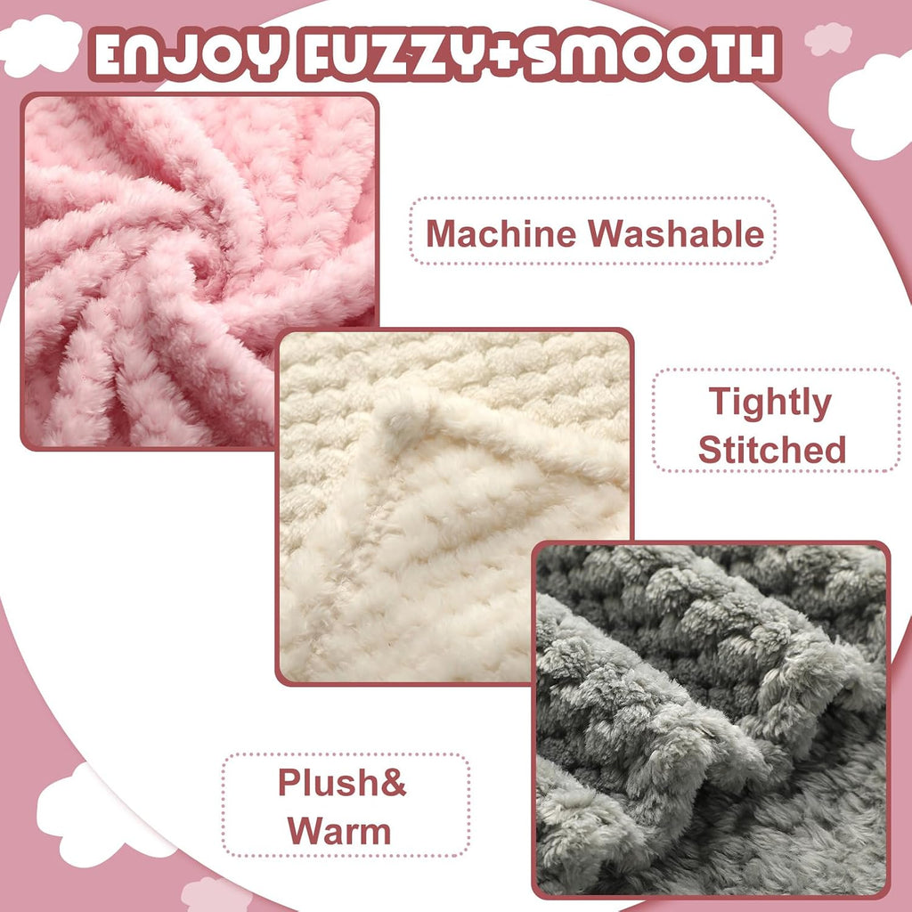 4 Pcs Baby Fuzzy Blanket Fluffy Baby Blanket for Boys Girls Soft Warm Infant Newborn Toddler Receiving Nursery Bed
