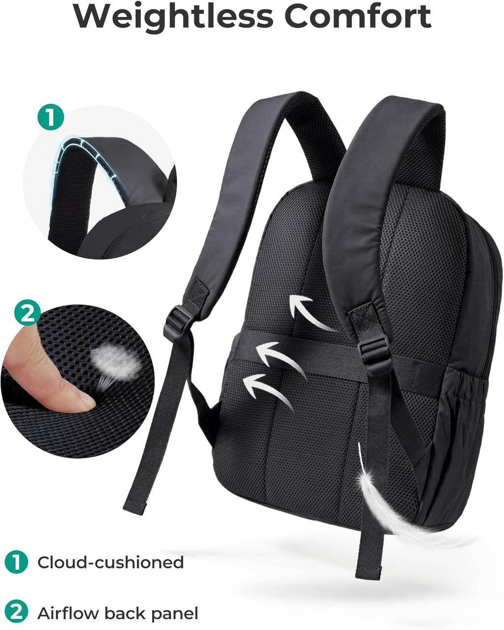 Backpack for Women, Travel Backpack with Large Side Pocket, 15.6 Inch Work College Backpack Purse, Waterproof