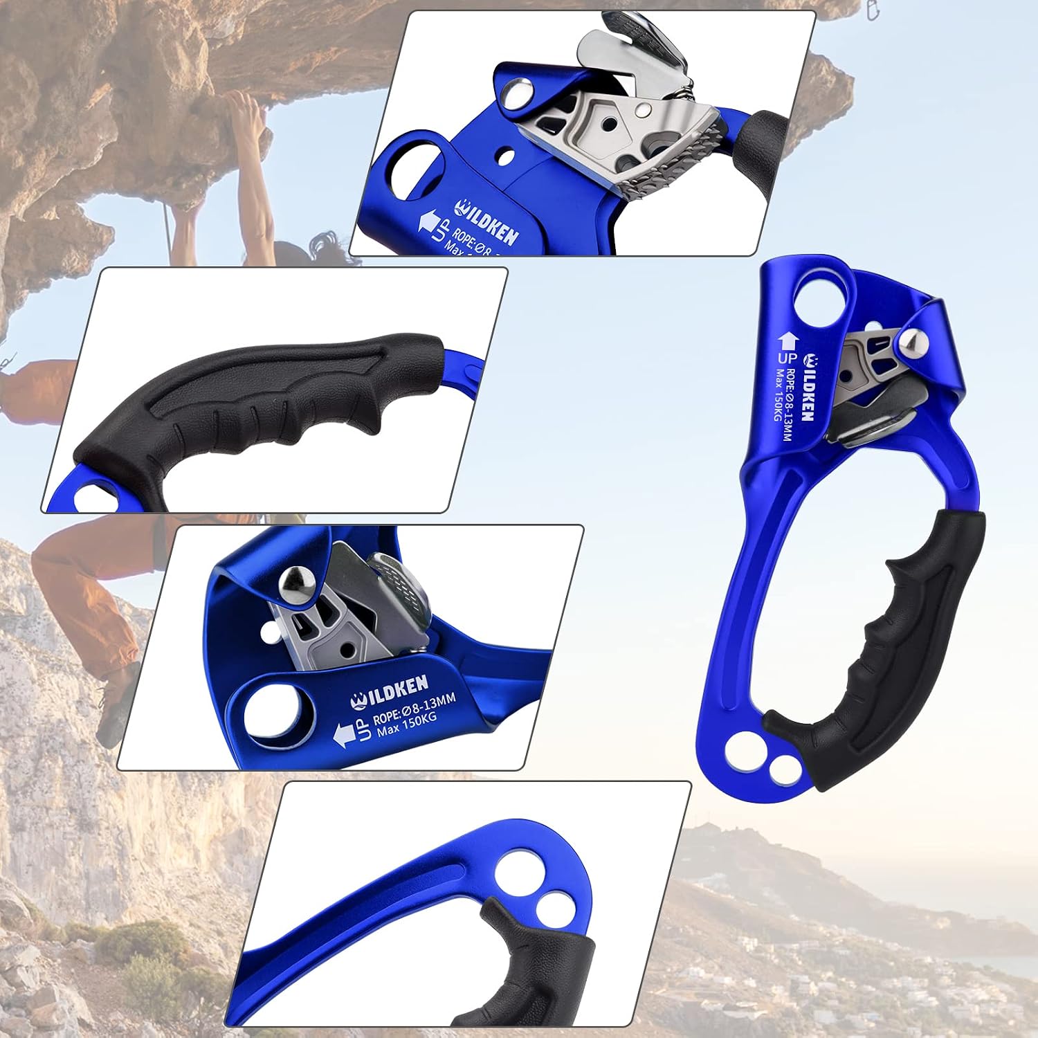 Climbing Hand Ascender Outdoor Mountaineering Tree Arborist Climbing Rappelling Equip Hand Ascender for 8-14MM Rope