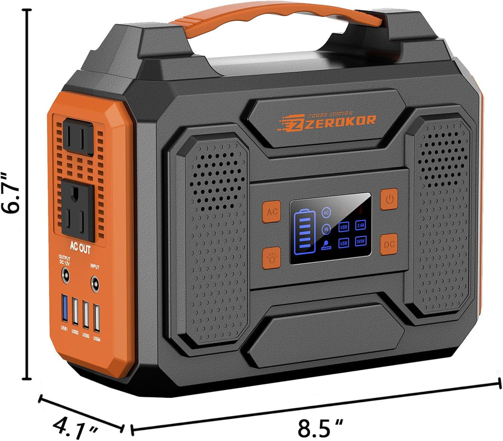 300W Solar Power Station Generator with Foldable 60W Solar Panel Charger, 110V Portable Solar Power Bank with AC