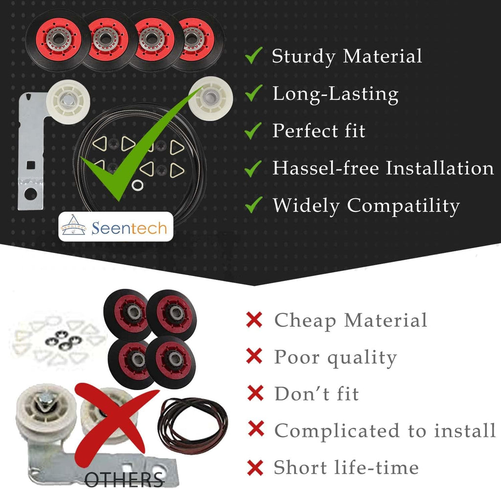 UPGRADED 4392067 Dryer Repair Kit & W10837240 Dryer Idler by Seentech, Includes WPW10314173 Drum Rollermm,661570V