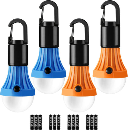 LED Camping Lantern with 3 Light Modes, Batteries Included, 4 Packs | Hanging Tent Light, Camping Essentials