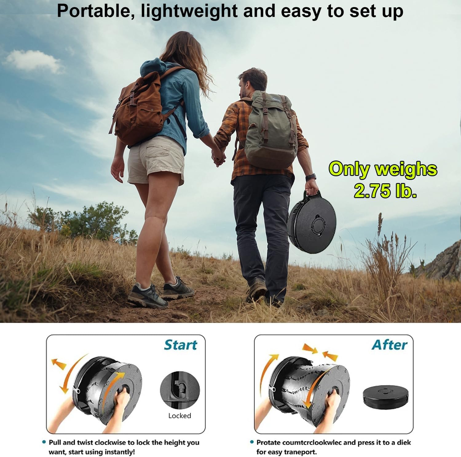 Retractable Camping Toilet with Female Urinal | Adjustable Height Portable Toilet for Adults and Kids | Portable