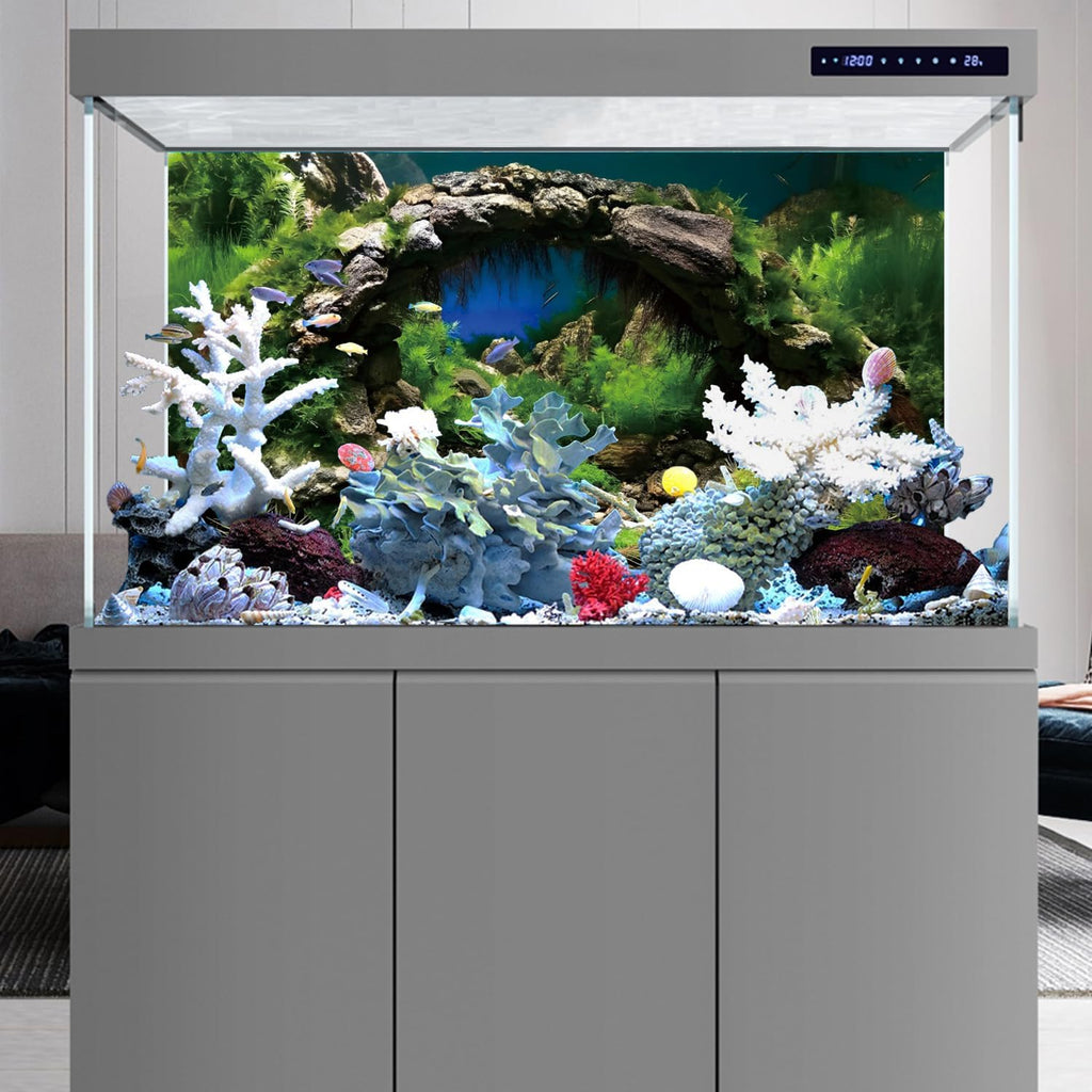 48x18 in Arch Stone Aquarium Backdrop Aquatic Plant Fish Tank Background