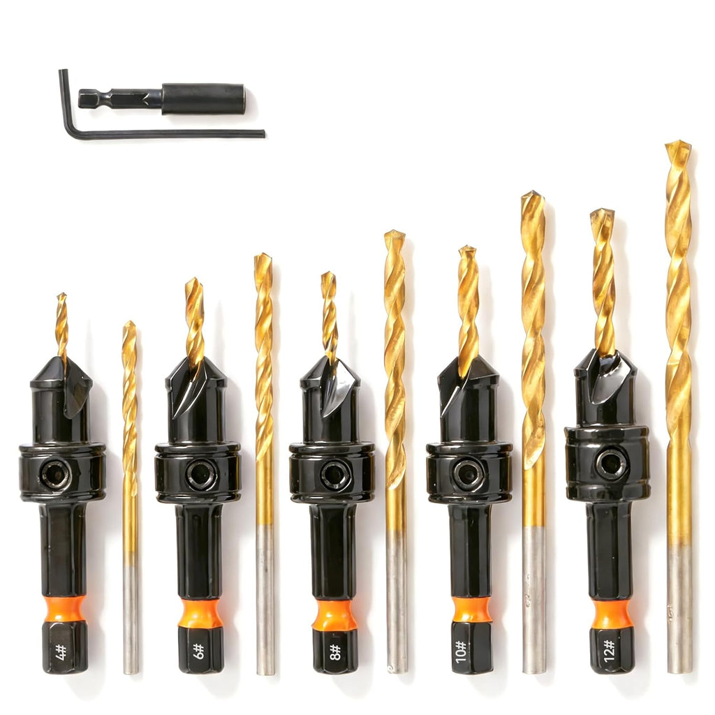 12 Pcs Adjustable Countersink Drill Bit Set