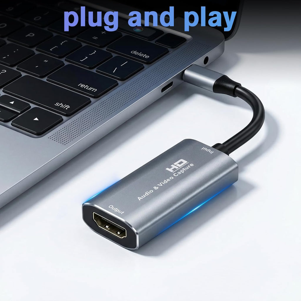 Video Capture Card, 4K USB3.0 HDMI to USB C, 1080P60FPS HDMI Capture Card for Streaming, Gaming, Video Recording