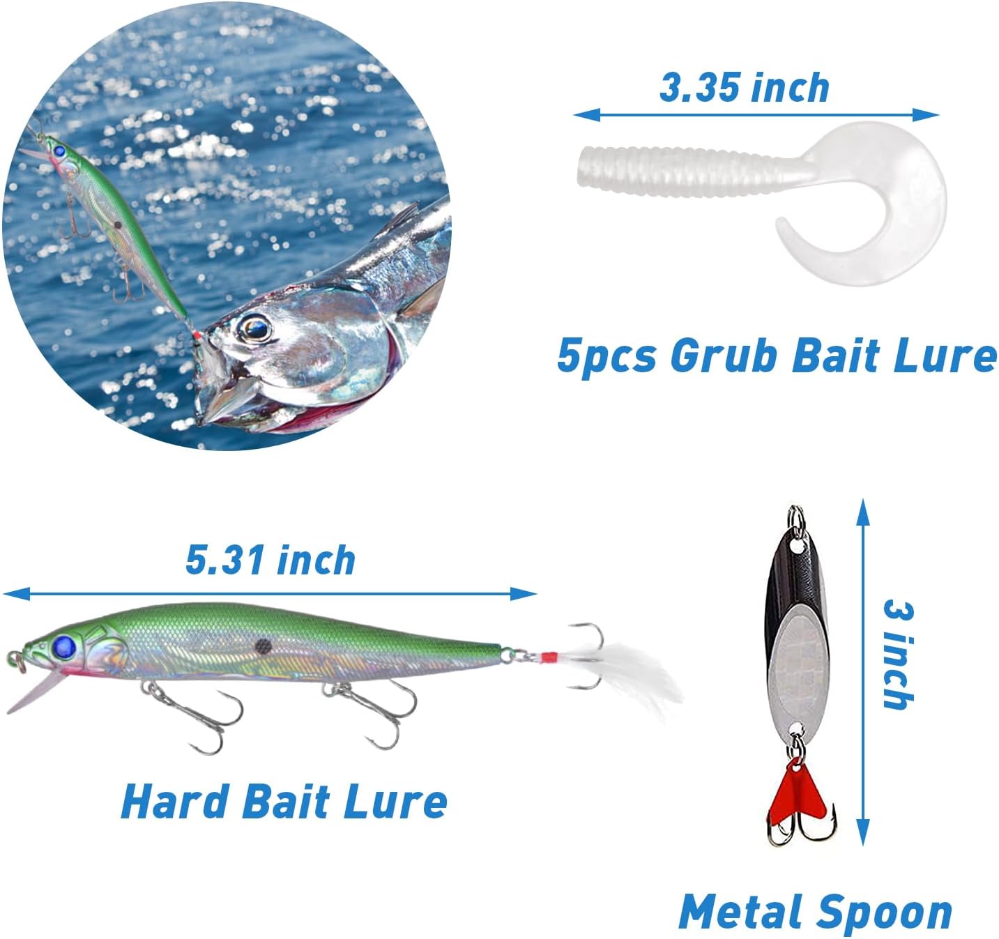 Saltwater Fishing Tackle Kit,131pcs Surf Fishing Gear with Saltwater Fishing Lures Fish Finder Rigs Pyramid Sinkers