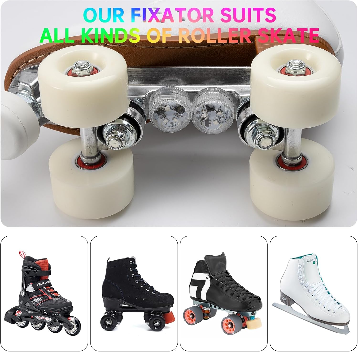 Roller Skate Lights, LED Lights for Skates, Colorful Illuminating Accessories for Quad, Inline and Ice Skates, Ideal