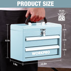 Portable Mini Metal Tool Box with 2 Drawers