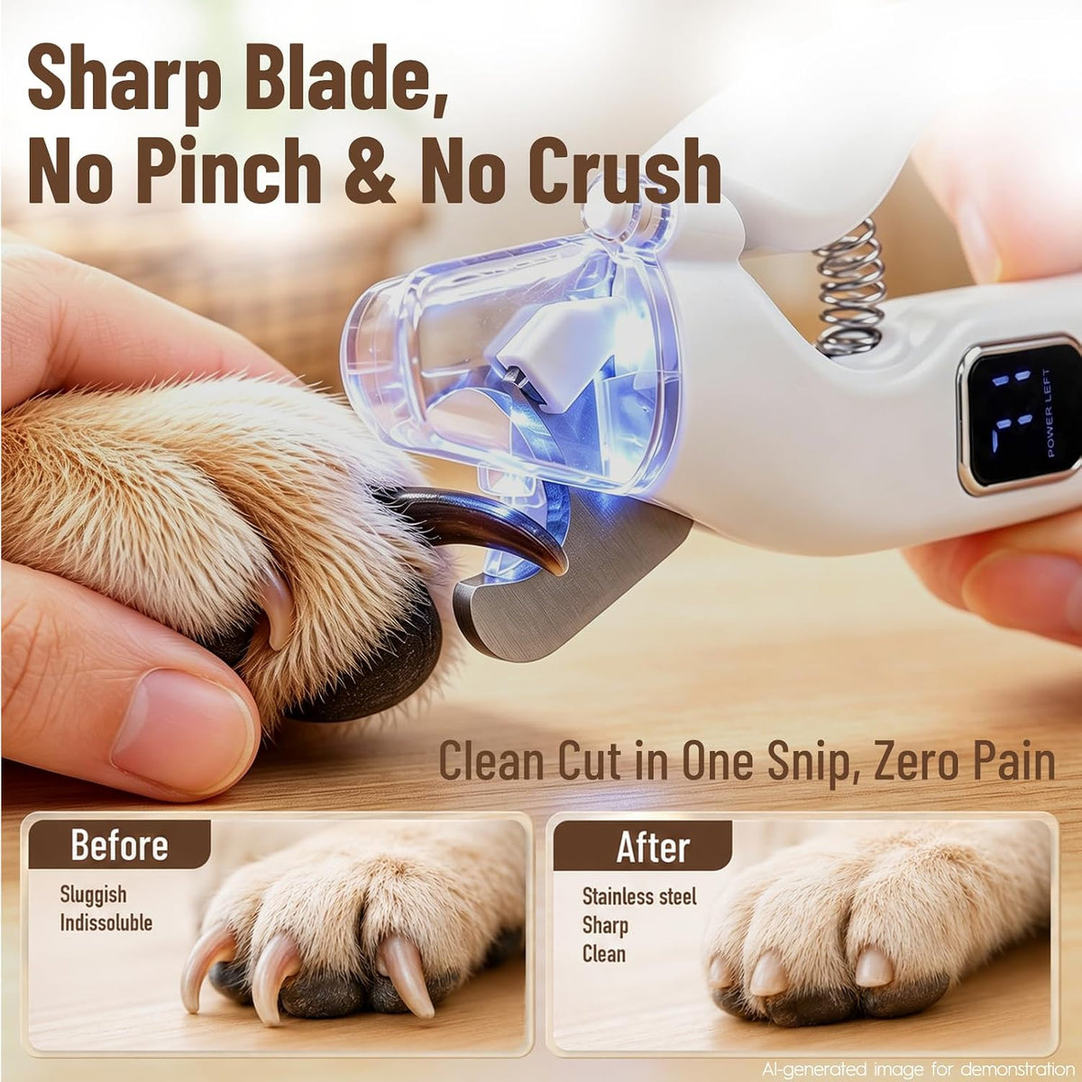 2-in-1 Dog Nail Clippers with LED Light, Rechargeable Pet Nail Grinder for Small Dogs & Cats, 4-Speed Quiet Painless