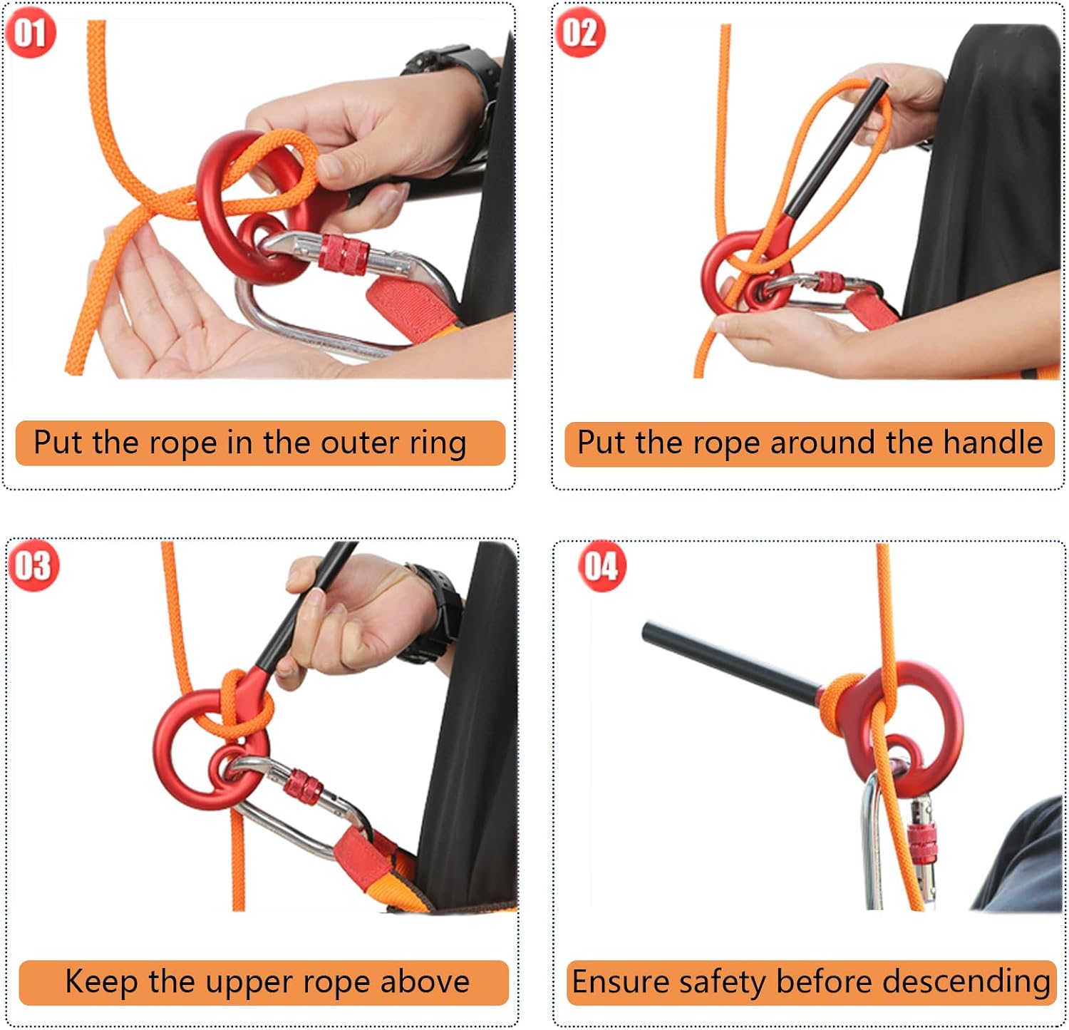 9 Rescue Figure, Upgrade 8 Descender Climbing Gear Downhill Equipment Easy Operation Rigging Plate Aluminum Alloy
