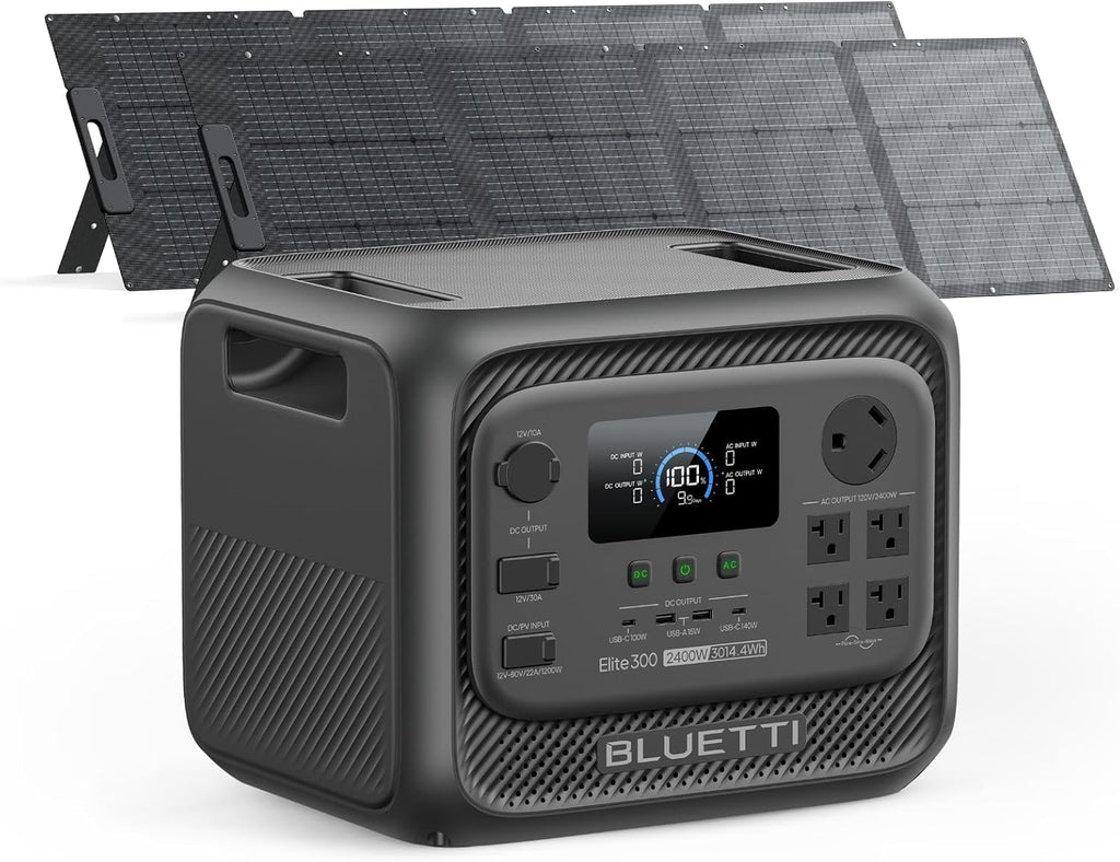 Solar Generator Elite 300 & 2x200W Solar Panel 3014.4Wh LFP Battery | w/ 2400W AC Outlets (4800W Surge), Smallest