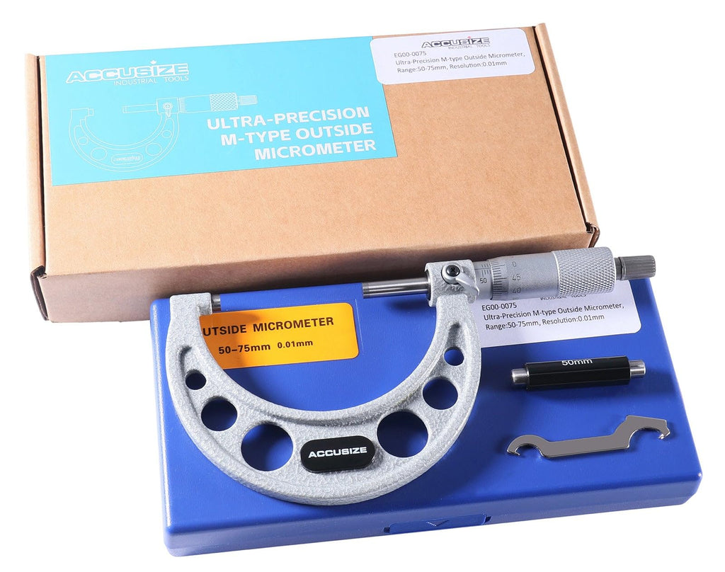 Accusize Outside Micrometer, 50-75mm x 0.01mm, EG00-0075