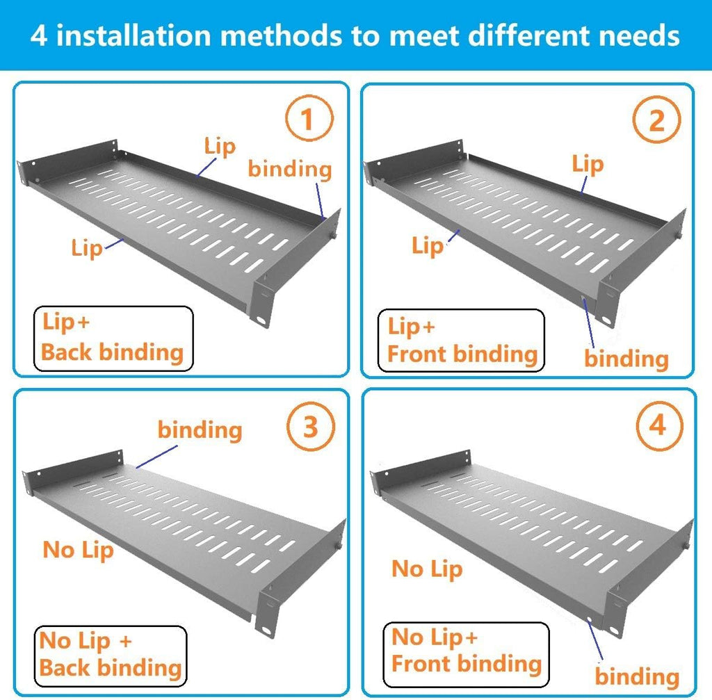 1U Vented Cantilever Server Rack Mount Shelf 8"(203mm) Depth