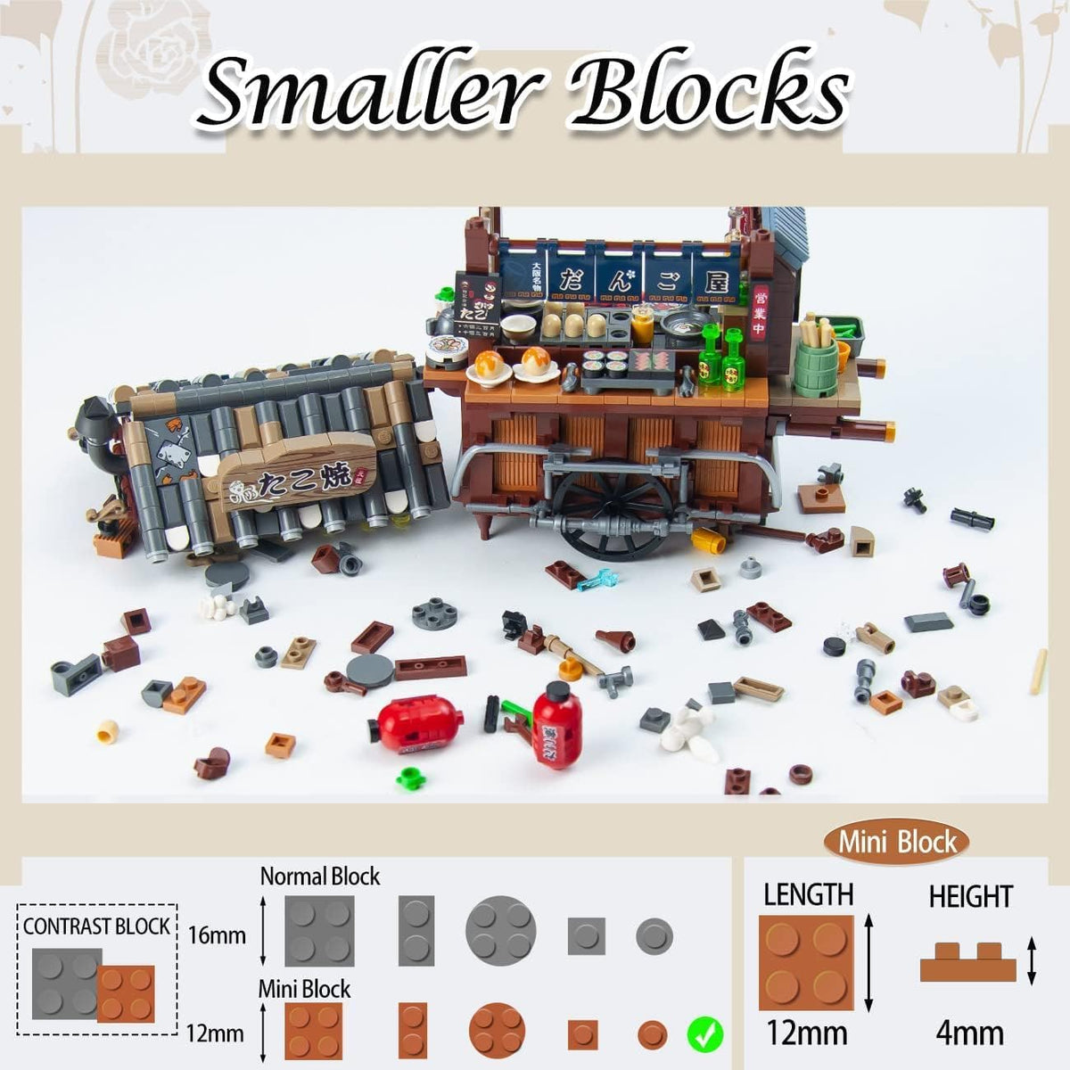 Japan Street View Mini Restaurant Takoyaki Trolley Building Set (951PCS)