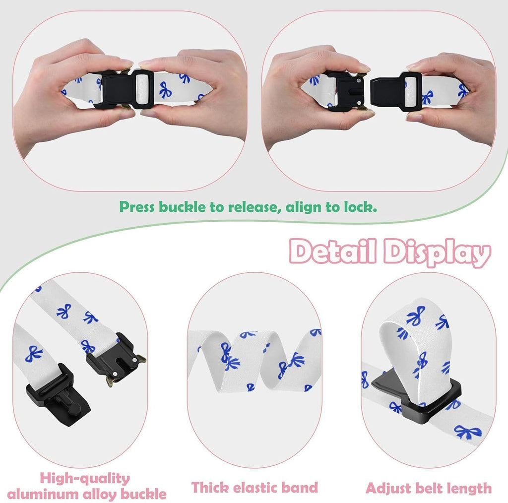 Bow Tie Adjustable Kids Elastic Belts, Girls Boys Stretch Waist Belt with Aluminum Alloy Buckle