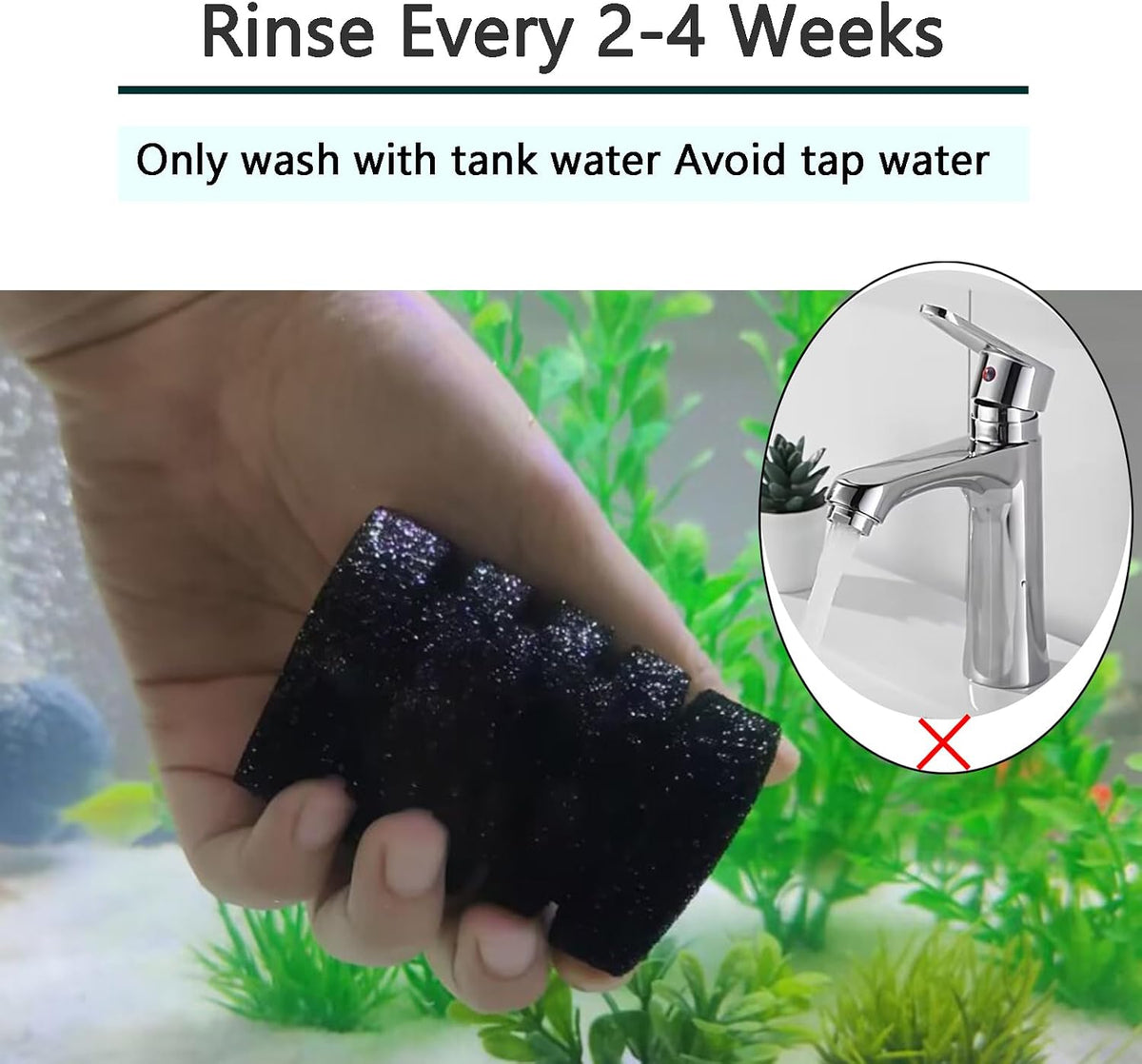 Aquarium Air Powered Sponge Filter with Ceramic Media Balls