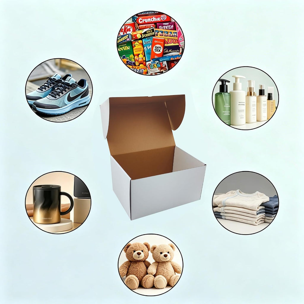 13x10x6 inch Shipping Box Set of 15, White Corrugated Cardboard Mailer Box