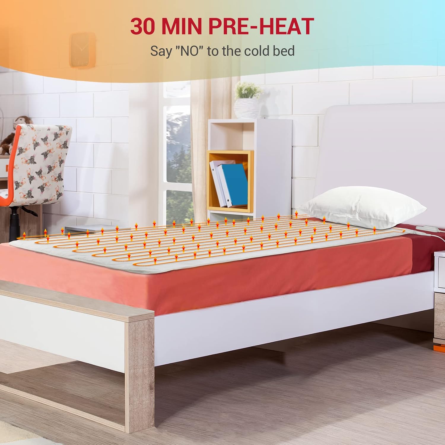 Heated Mattress Pad Mini Twin Size 31" x 55", Single Controller Quilted Electric Mattress Pads with 7- Layer