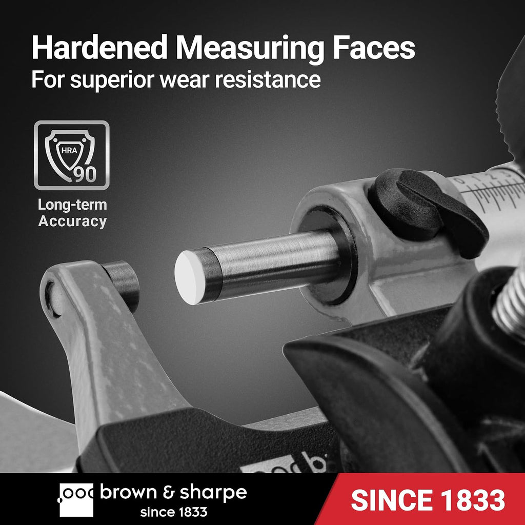 Brown & Sharpe 0-1" Outside Micrometer, 0.001" Graduation, Carbide Faces