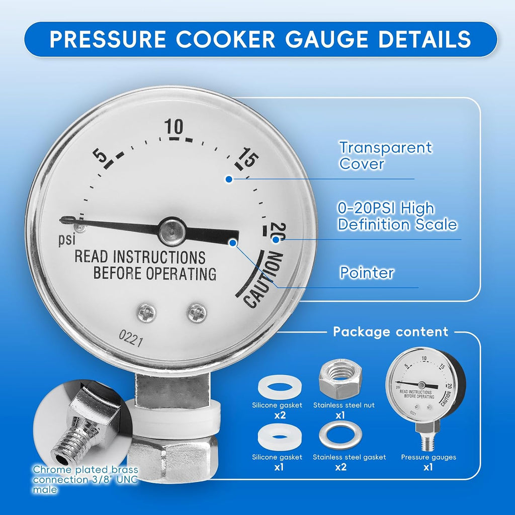 85772 Pressure Cooker Gauge, Replacement for Presto Steam Gauge 82237 82121, Fit Presto Pressure Canner Models