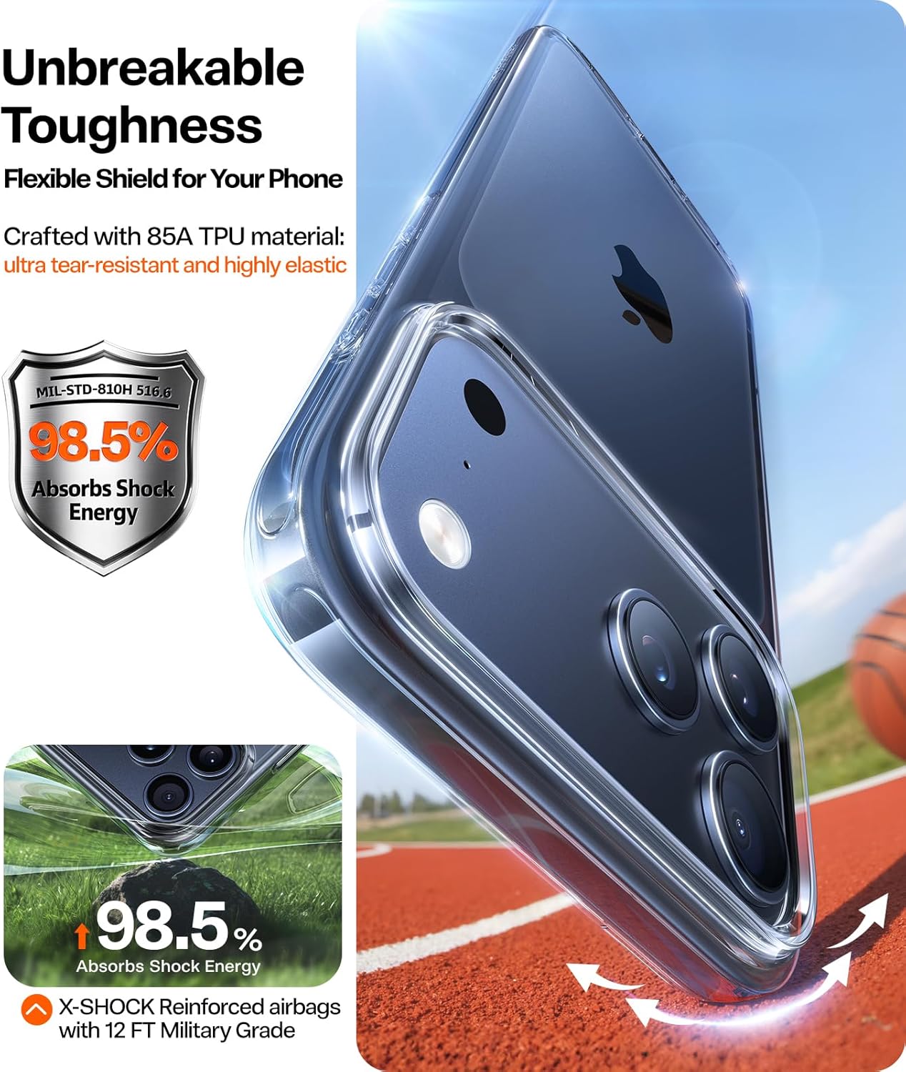for iPhone 17 Pro Max Case Crystal Clear, [Anti-Yellowing][Military-Grade Protection], Ultra Slim Transparent