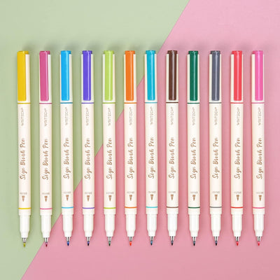 Brush Tip Marker Pens: Artist Markers Flexible Tip Water Based 12ct Assorted Colors for Journaling Adult Coloring