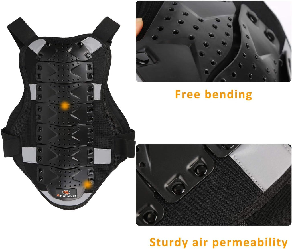 Chest Protector Motorcycle, Dirt Bike Gear Body Armor Vest Spine Back Protector for Motocross Off-Road (Reflective at