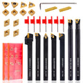 Indexable Lathe Turning Tool 21Pcs Kit 3/8" (10mm) Shank for Metal