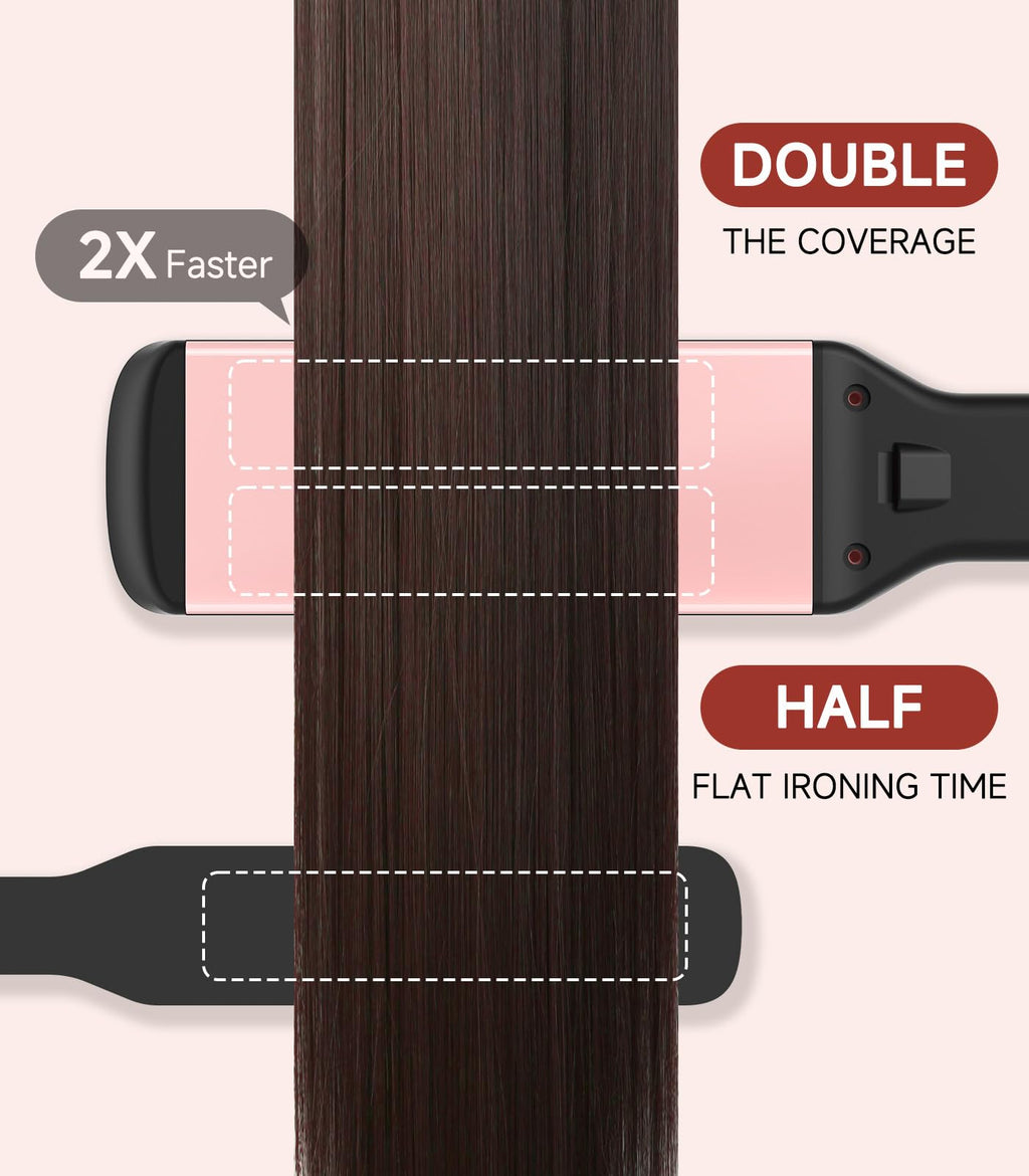 Hair Straightener,11 Temp, Ceramic Floating Plate with LED Display,Wide Flat Iron, Negative Ion, Auto Shut-Off &