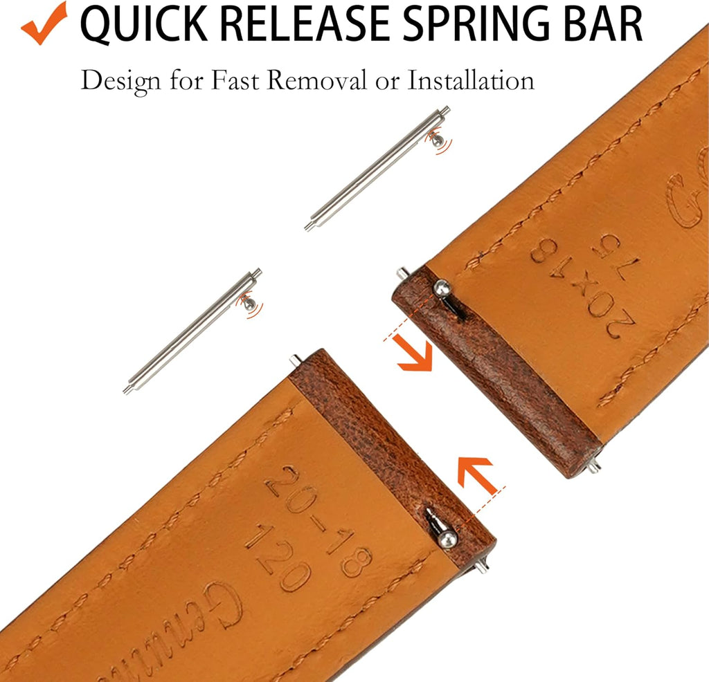 Quick Release Leather Watch Band 14mm 16mm 18mm 19mm 20mm 21mm 22mm 24mm,Vintage Oil Wax-tanned Pull-up Men's Watch