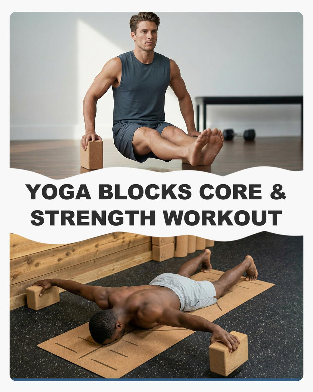 Cork Yoga Blocks, 2 Pack Yoga Blocks Natural Cork, High Density Yoga Block with Non Slip Surface, Eco-Friendly Yoga