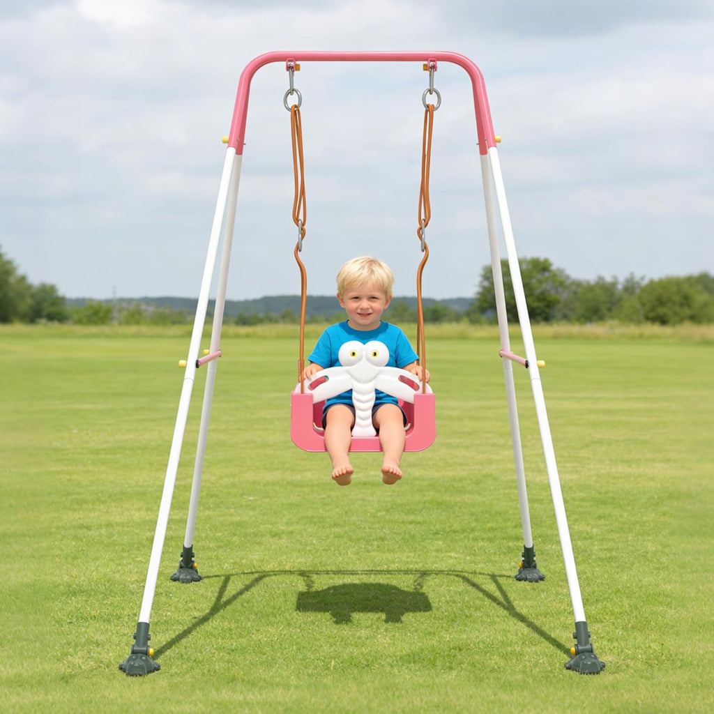 Toddler Swing, 3-in-1 Baby Swing Sets with Anti-Slip Base Feet & Safety Belt, Indoor/Outdoor Baby Seat with Metal