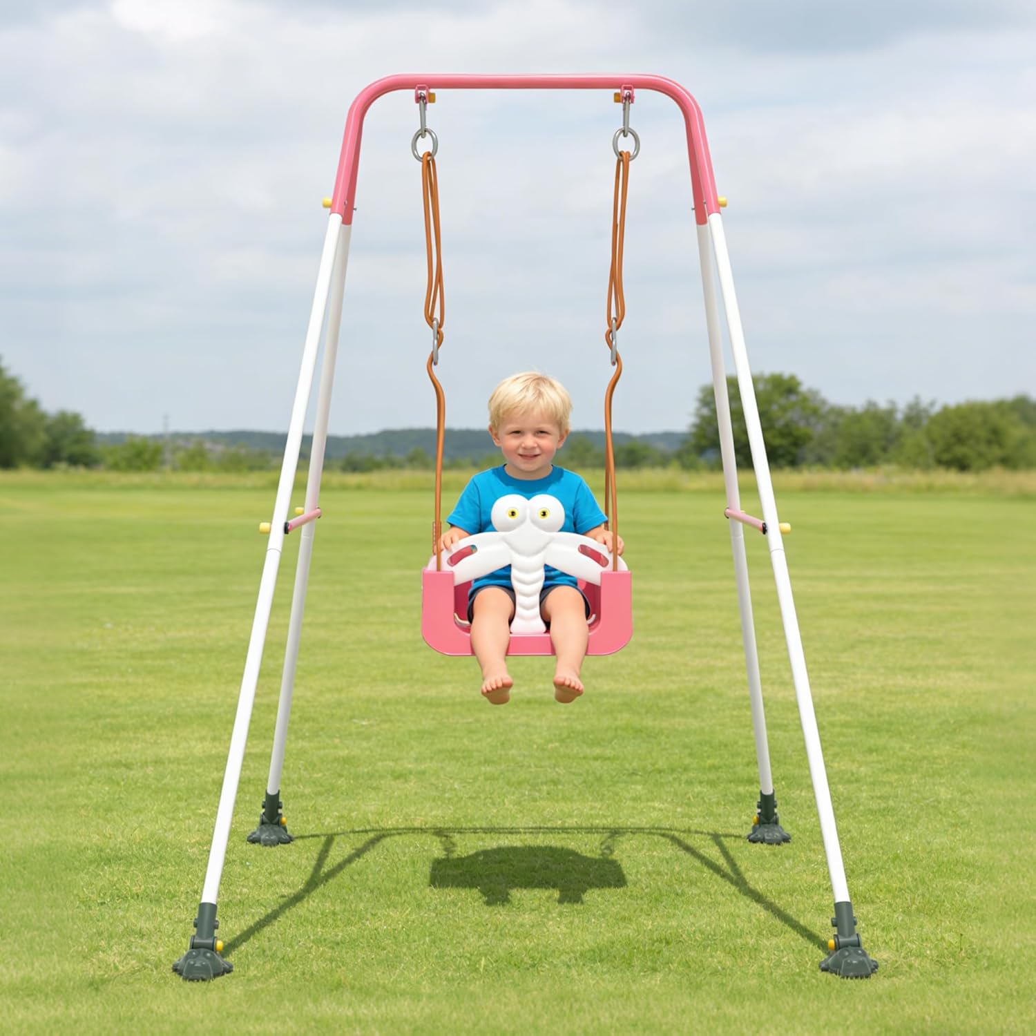 Toddler Swing, 3-in-1 Baby Swing Sets with Anti-Slip Base Feet & Safety Belt, Indoor/Outdoor Baby Seat with Metal