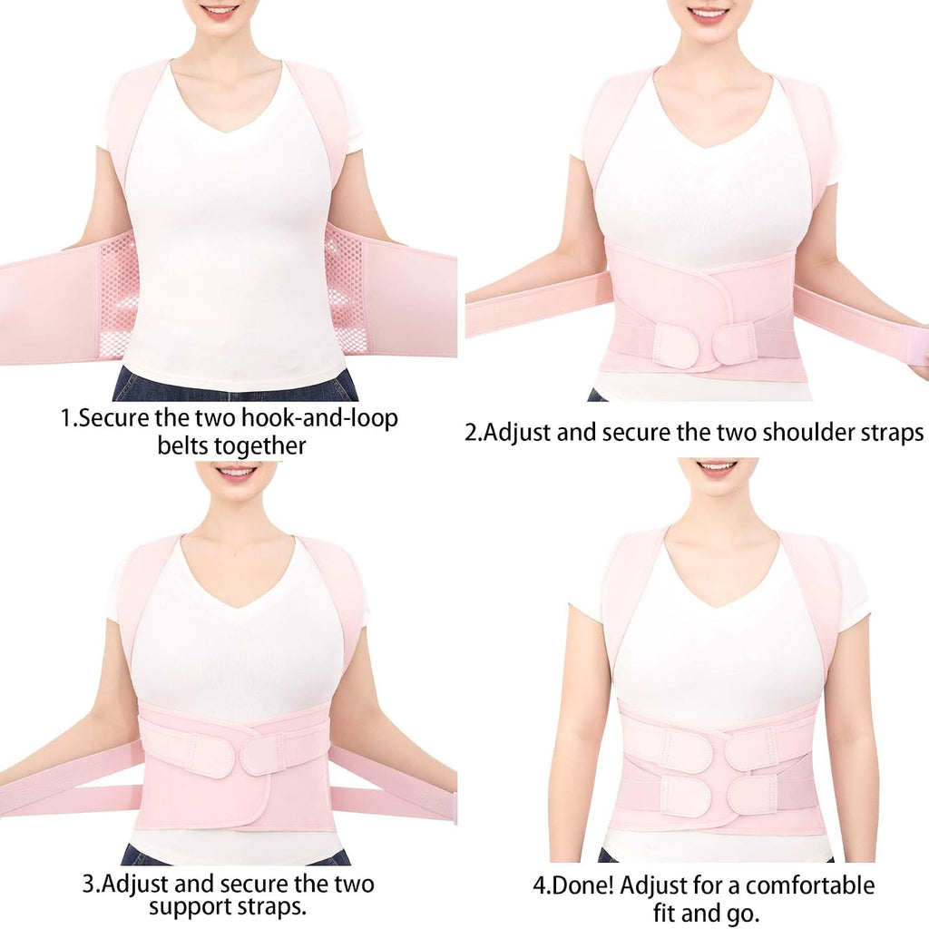 Posture Corrector for Women and Men Shoulder Back Brace (Pink, Medium)