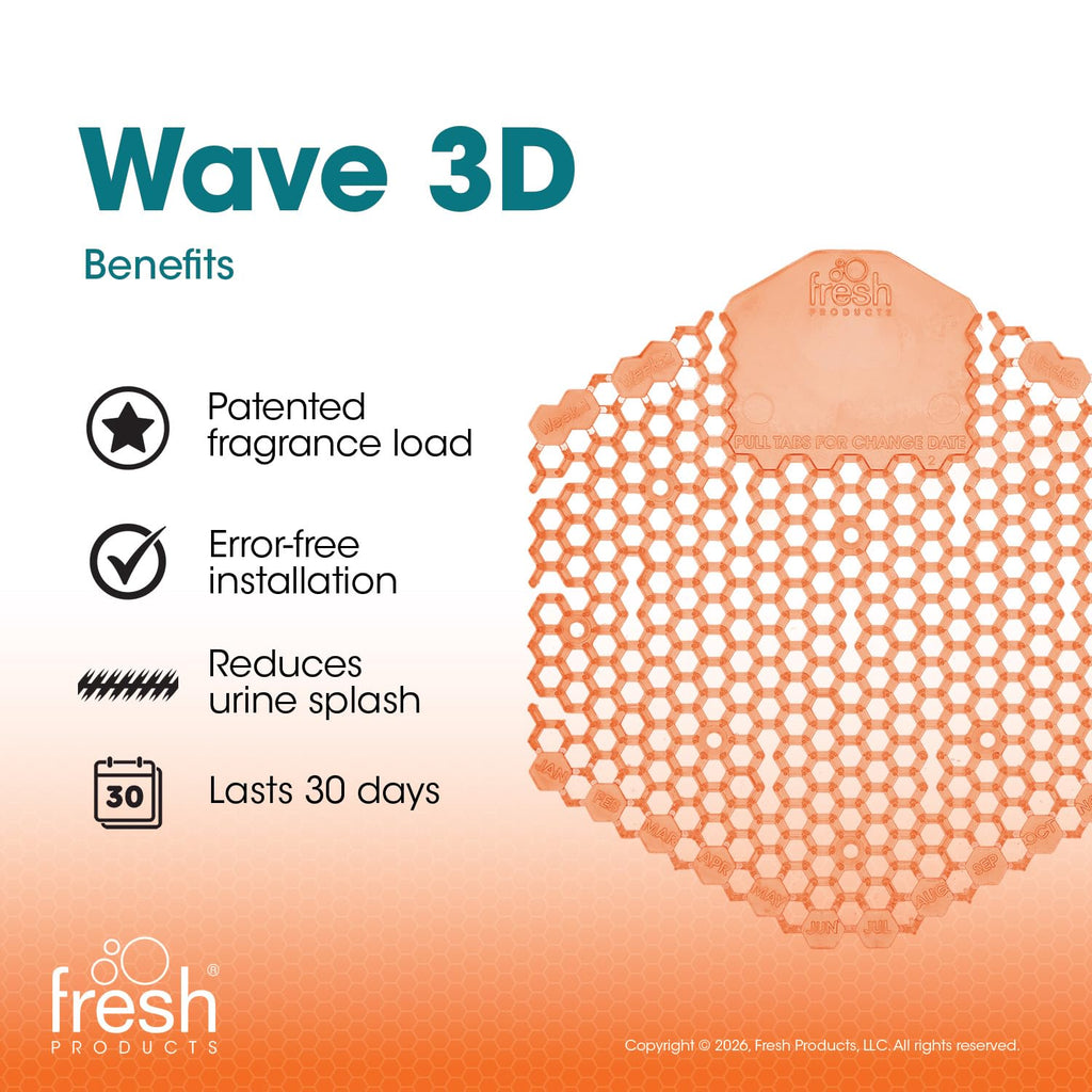 Wave 3D Urinal Screen Deodorizer, Mango, 10 packs