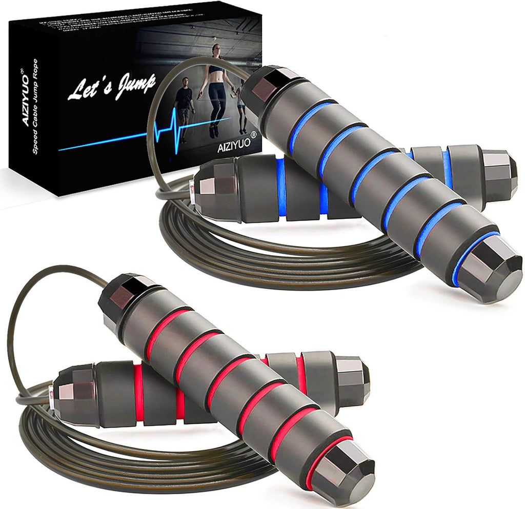 Jump Rope, Ball Bearings Tangle-Free Rapid Speed Cable Skipping Rope, Adjustable Jumping Ropes for Men, Women and