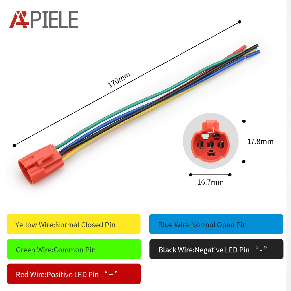 APIELE 16mm Latching Push Button Switch 12V DC On Off Black Shell with LED Angel Eye Head for 0.63" Mounting Hole with Wire Socket Plug Self-Locking (Red/Black Shell)