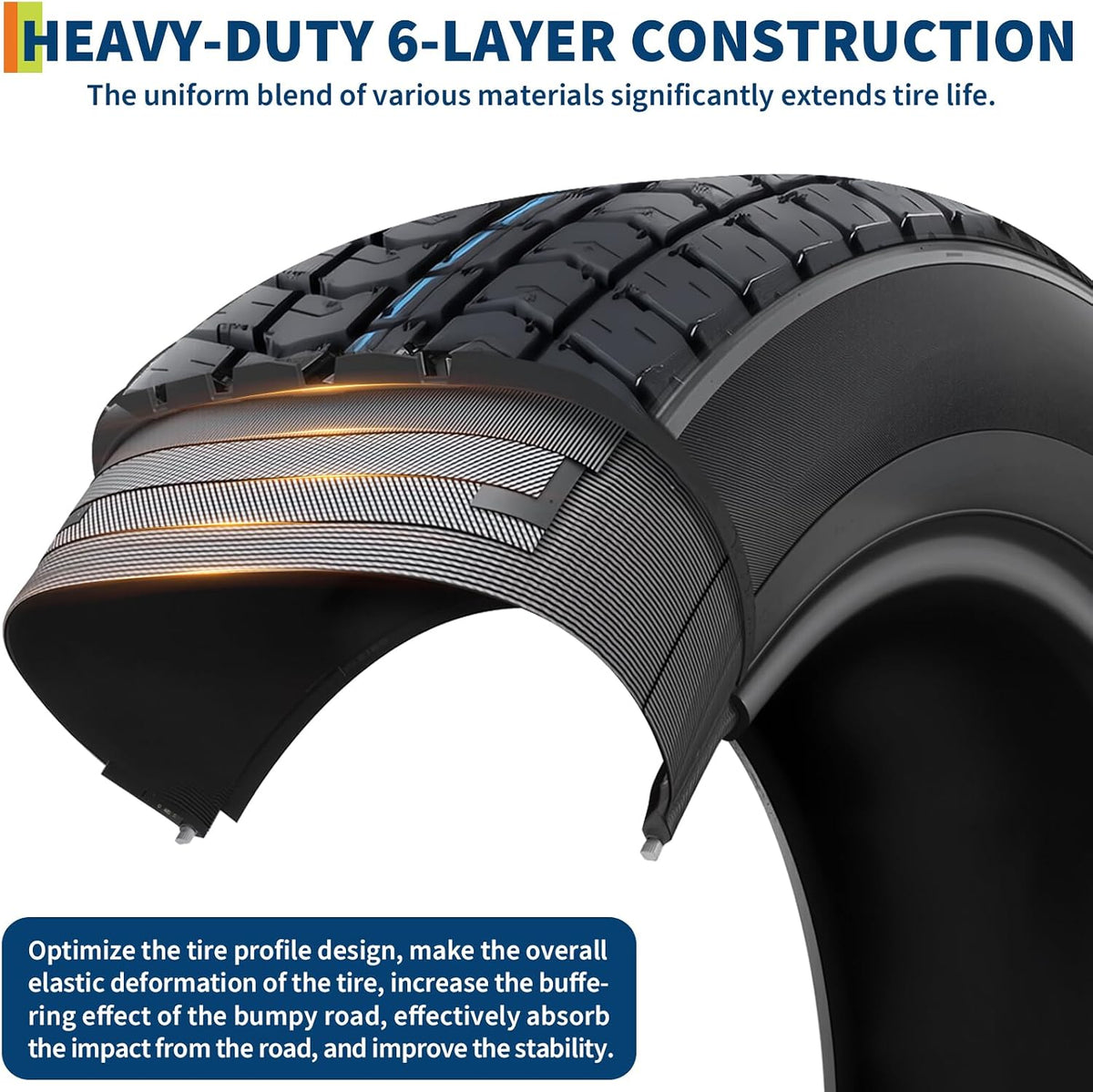 2-Pack ST205/75D15 Trailer Tires and15" Rims, 5 Lug on 4.5" Bolt Pattern, 6PR Load Range C, Heavy Duty 205 75 15