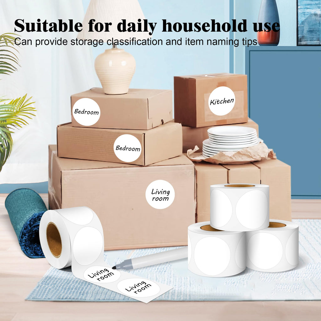 2 Inch Round Adhesive Color-Code Dot Stickers,4Rolls/2000 per Rolls dots Label Dispenser Box, Circle Stickers Label