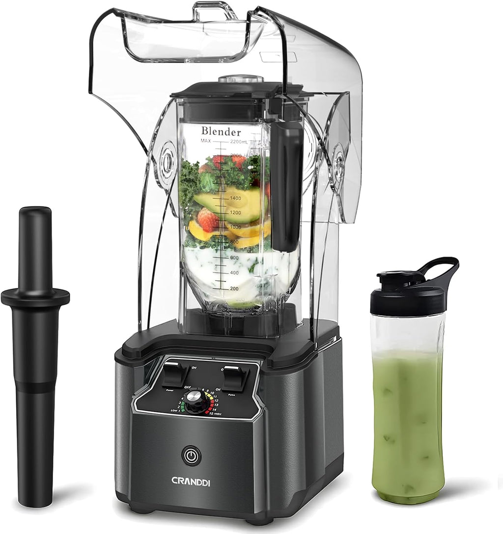 Quiet Commercial Blender,2200W,80oz,Home&Cafe Use, K90 Grey