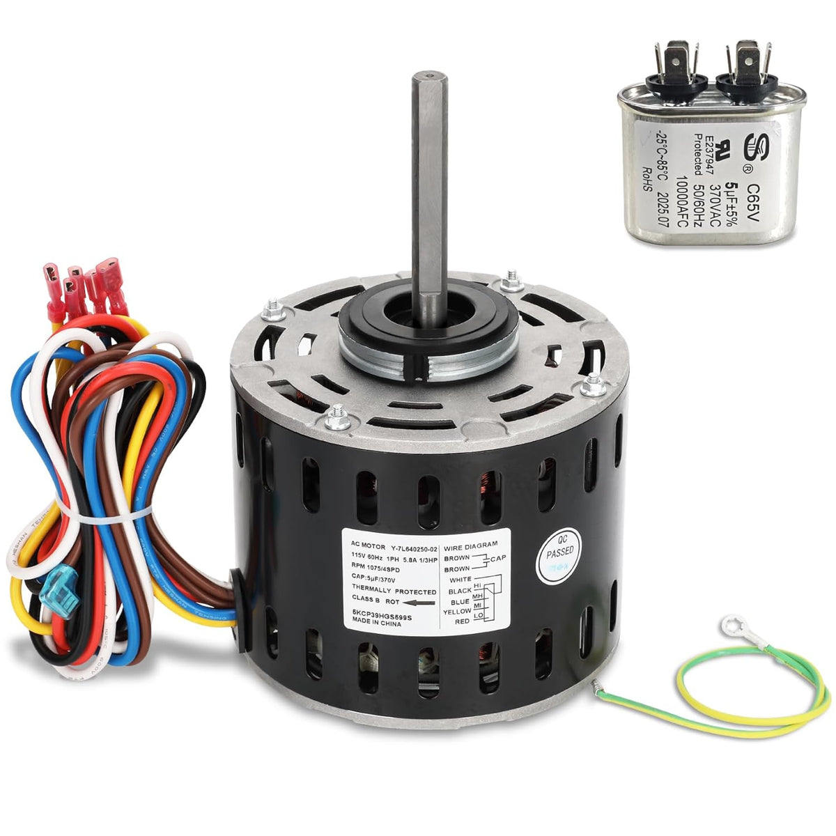 5KCP39HGS599S Furnace Blower Motor – 1/3 HP 115V 1075 RPM 4-Speed | Replacement for GE & Trane Models MOT9053, MOT09053, MOT18948, MOT04716, MOT04722, MOT13512, MOT16953