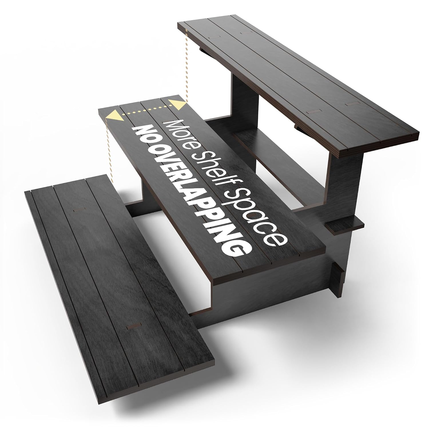Wooden Tiered Display Stand, 3 Tier Display Table for Vendor Events | Portable Products Shelf, Jewelry and Card Rack