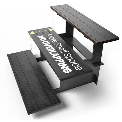 Wooden Tiered Display Stand, 3 Tier Display Table for Vendor Events | Portable Products Shelf, Jewelry and Card Rack