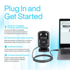 DS9208 Zebra Symbol 1D/2D Hands-Free Barcode Scanner, USB Cable Included