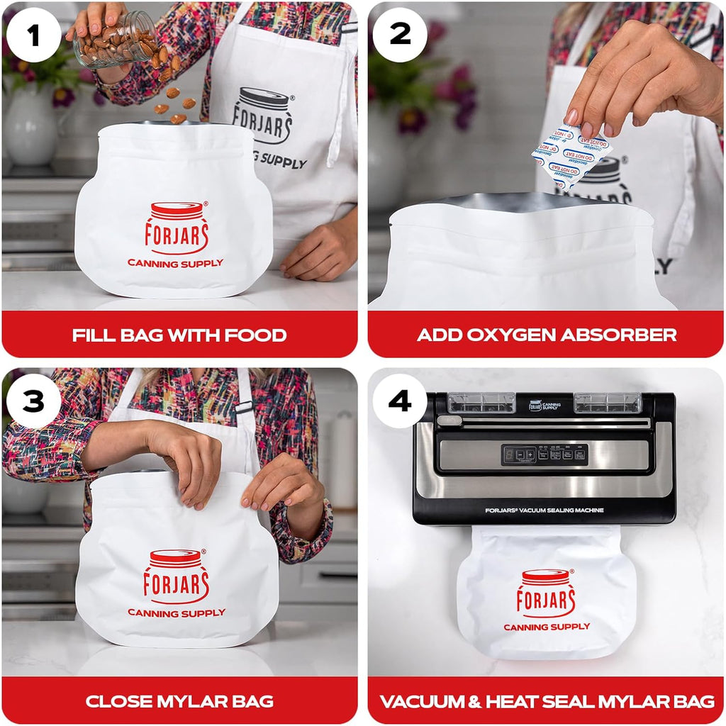Extra Thick Mylar Bags for Food Storage - Smell Proof, Long Term-Food with Oxygen Absorbers, For Canning, Ziplock
