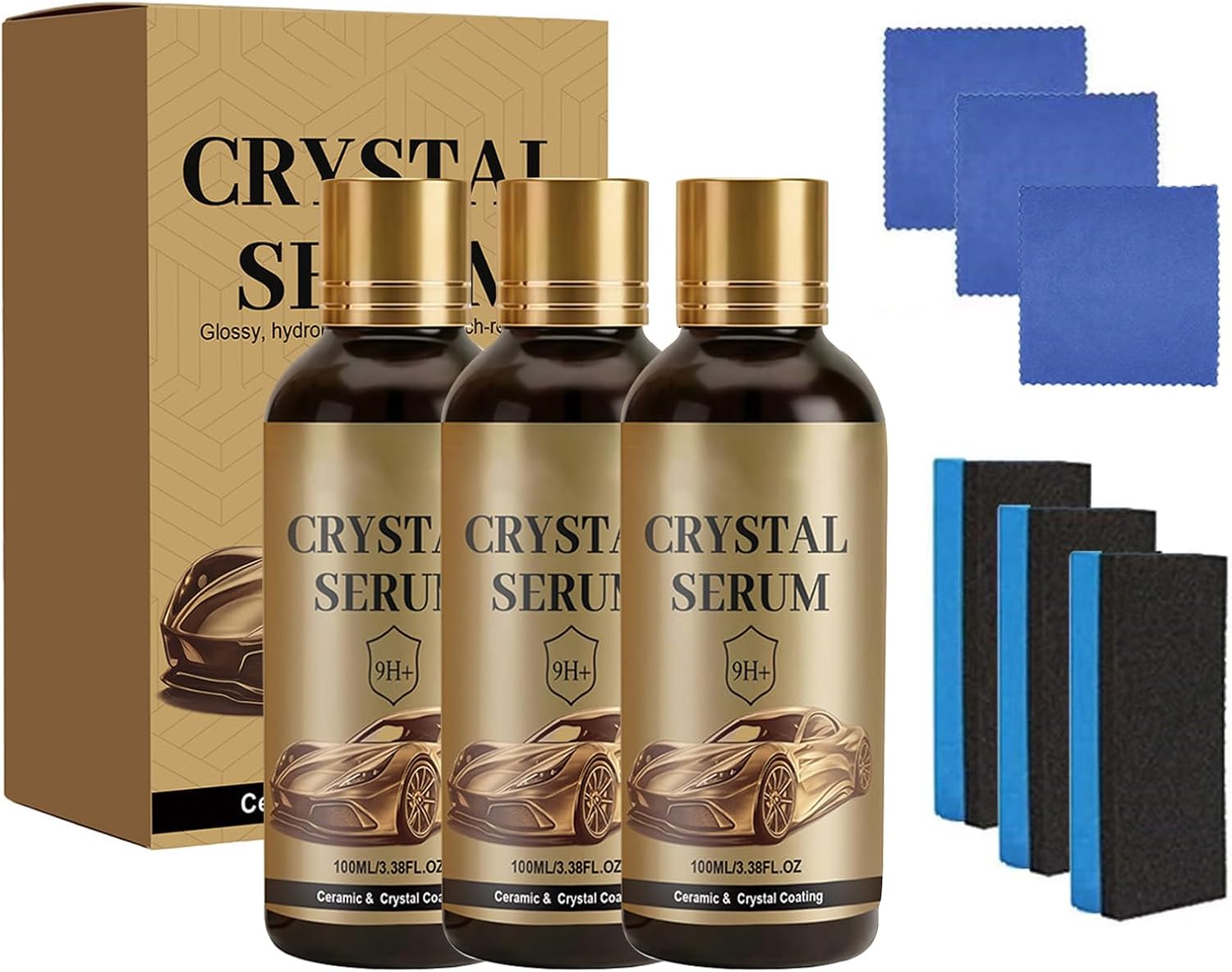 2PC Crystal Serum,9H Advanced Graphene Ceramic Coating for Cars,Long Lasting Paint Sealant for Ultimate Shine &