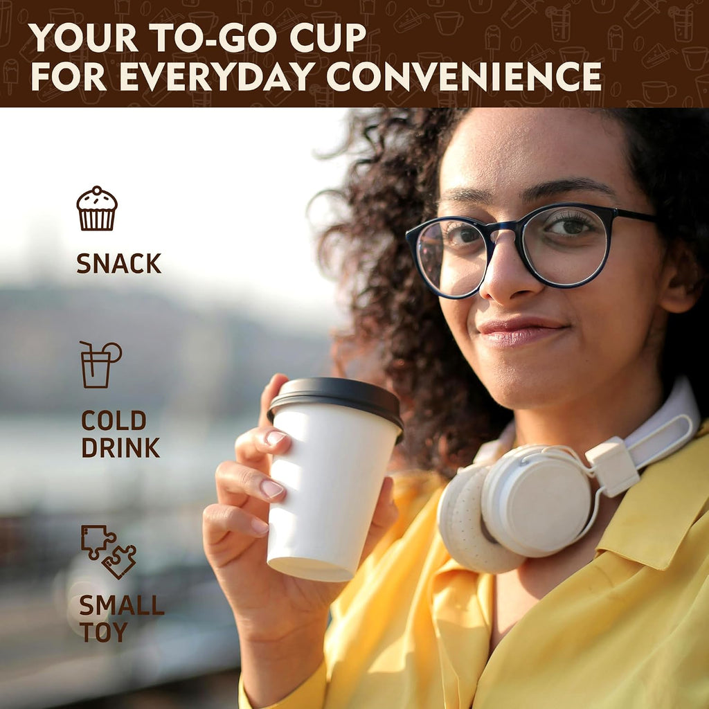 16 oz Disposable Coffee Cups with Lids 100 Pack