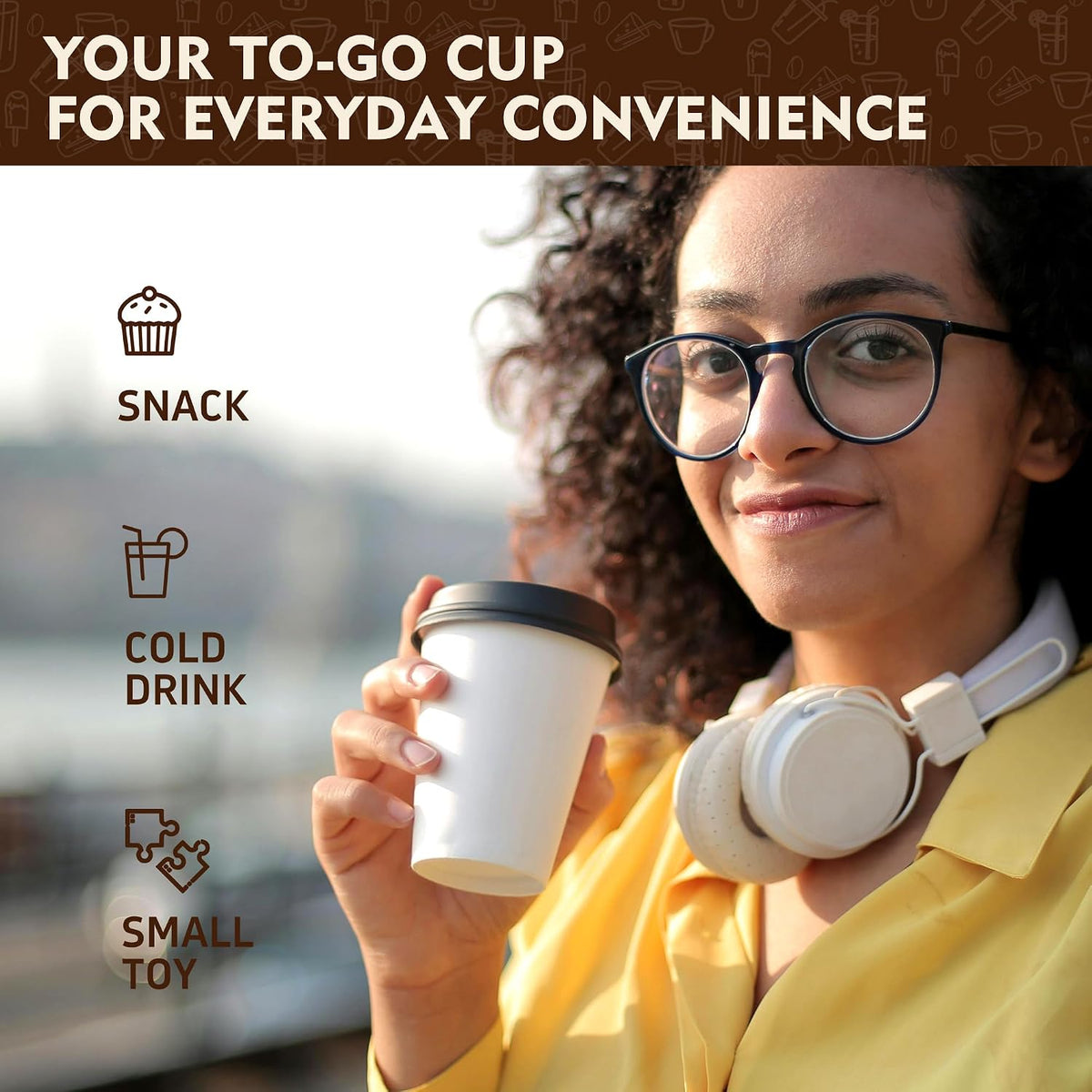 16 oz Disposable Coffee Cups with Lids 100 Pack